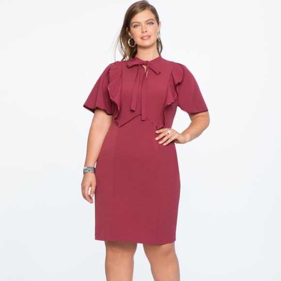 Eloquii Ruffle Front Keyhole Dress NWT Size 16 - Picture 1 of 5